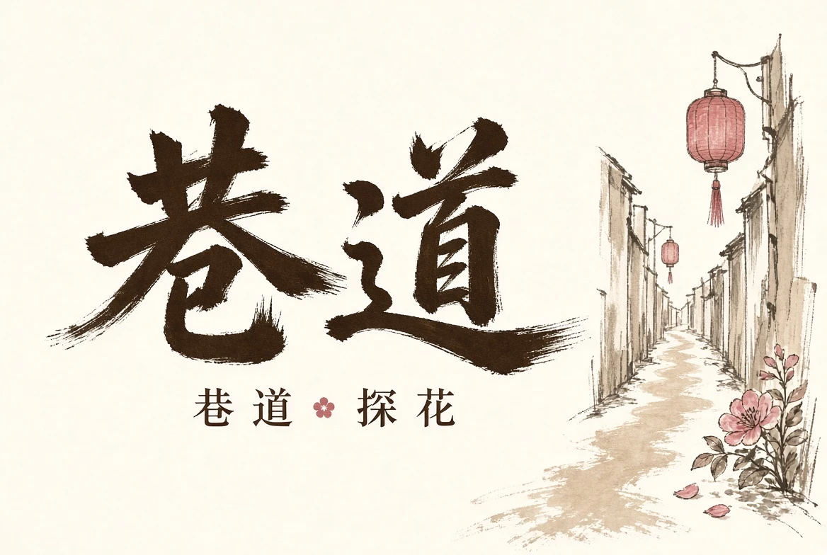 夜间巷道与停放的自行车